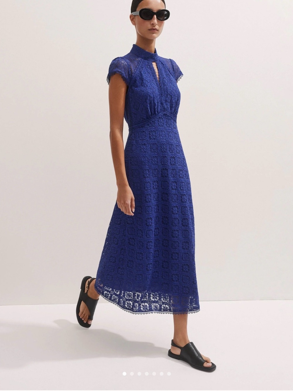 Me + Em Royal Blue Lace Midi Dress